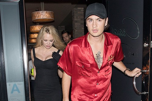 Pamela Anderson and her son Brandon Thomas Lee are both spotted leaving Craig's restaurant in West Hollywood